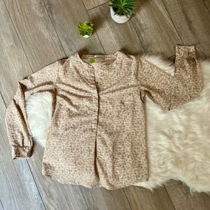 VAN HEUSEN | Beige Patterned Long Sleeve Blouse (S)